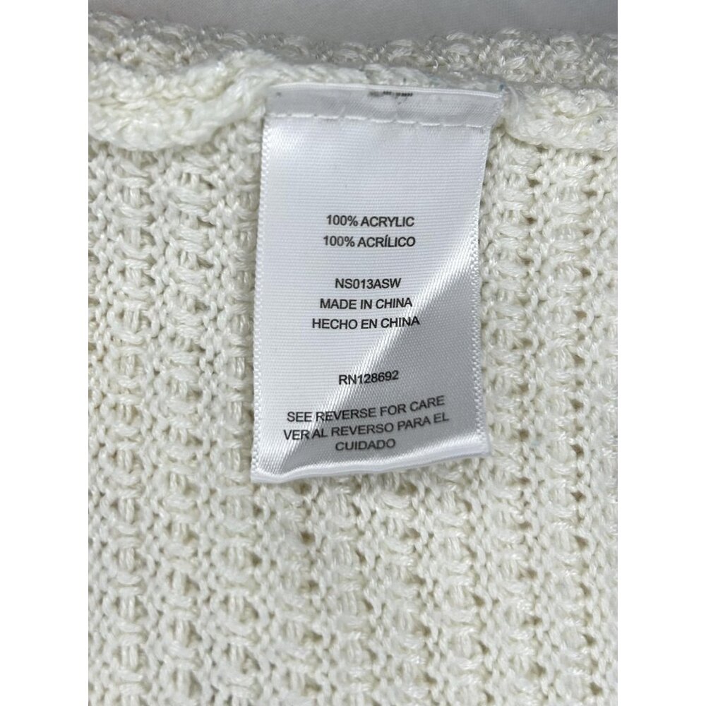 Madden NYC Crochet Knit Tank Top Womens M White Rainbow Stripe Boho Festival - Picture 8 of 9